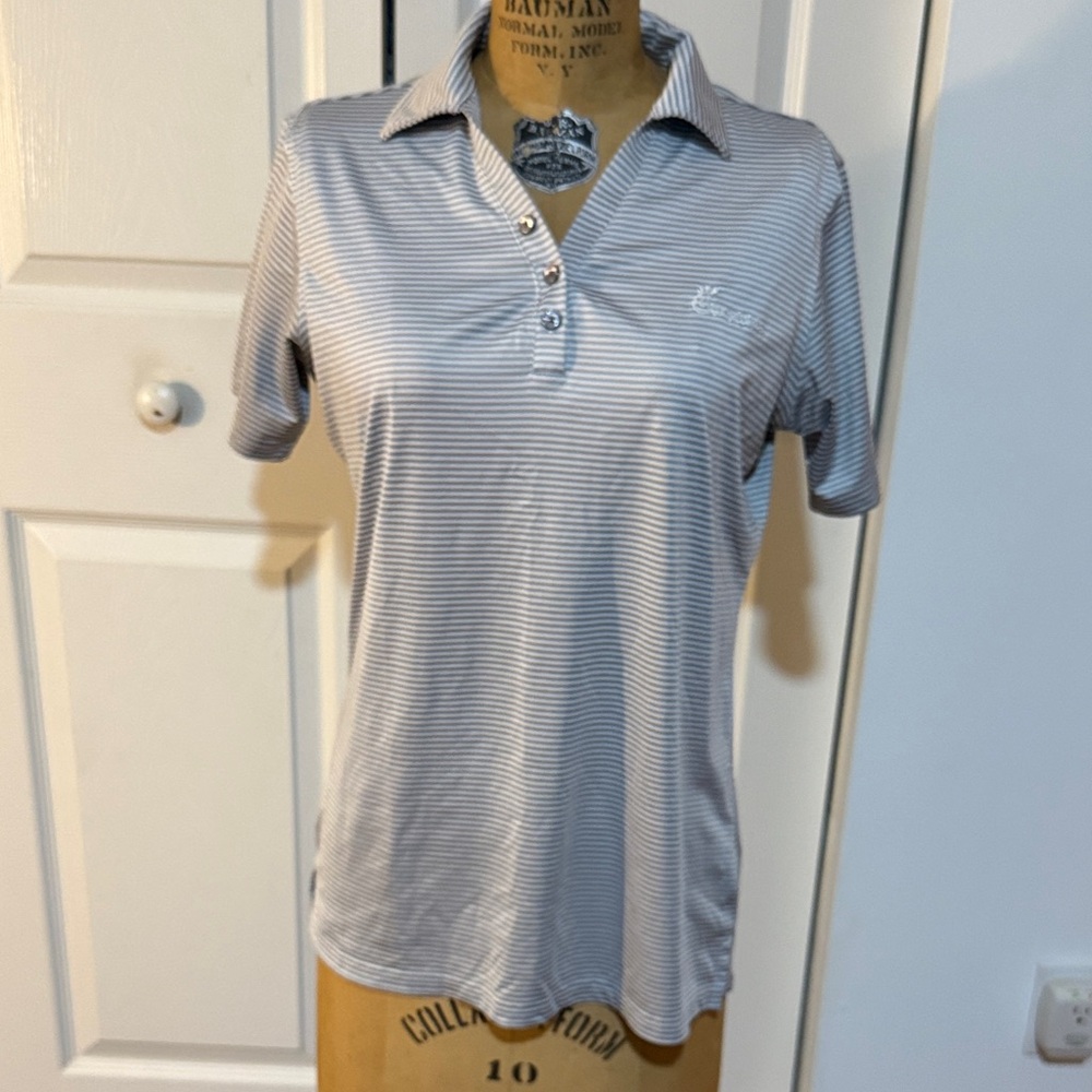 Chick-fil-A Women's Striped Polo Shirt - Gray